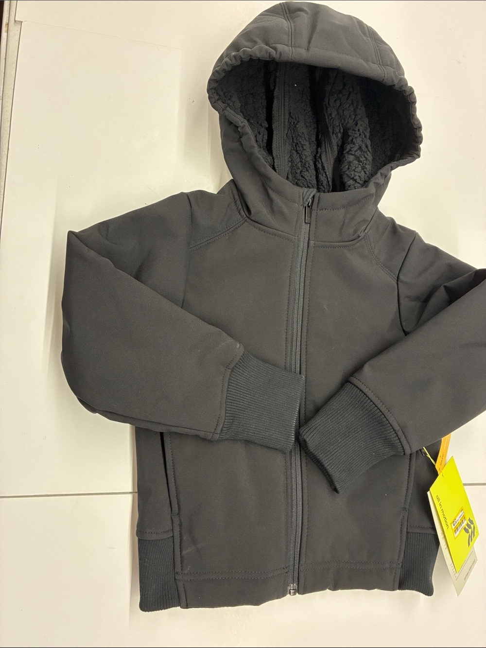 NEW All in Motion Kids Black Hooded Zip-Up Jacket Size XS
